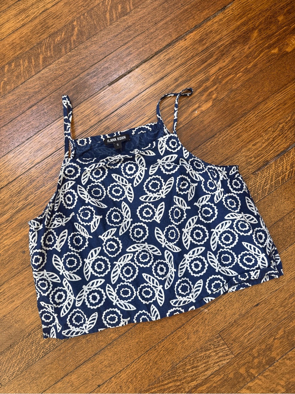 Ilana Kohn Indigo Floral Cropped Tank